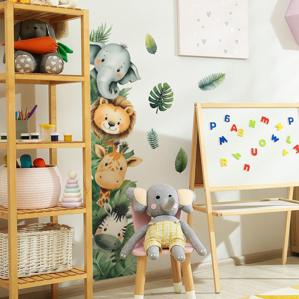 Jungle Animal Elephant Giraffe - Baby Nursery Jungle Wallpaper 리뷰 및 가격