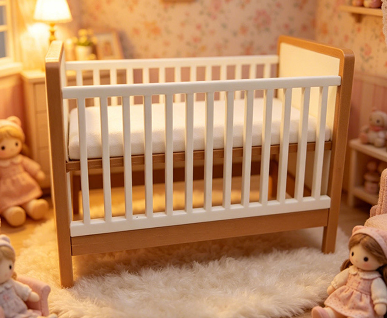 Mini Wooden Baby Crib, Dollhou - Baby Nursery Layout 리뷰 및 가격