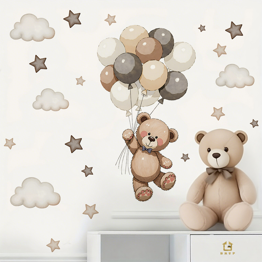 Adorable Teddy Bear Wall Decal - Baby Nursery Wallpaper 리뷰 및 가격