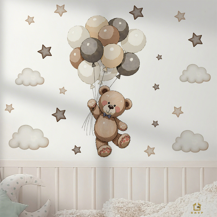 Adorable Teddy Bear Wall Decal - Baby Nursery Wallpaper 리뷰 및 가격