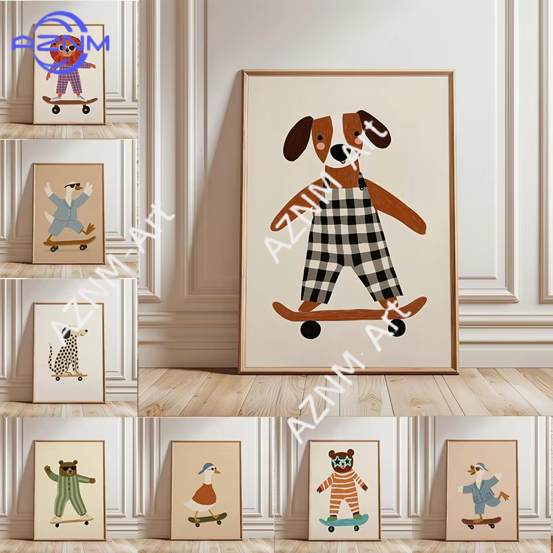 1PC Funny Animal Skateboarding - Baby Nursery Products 리뷰 및 가격