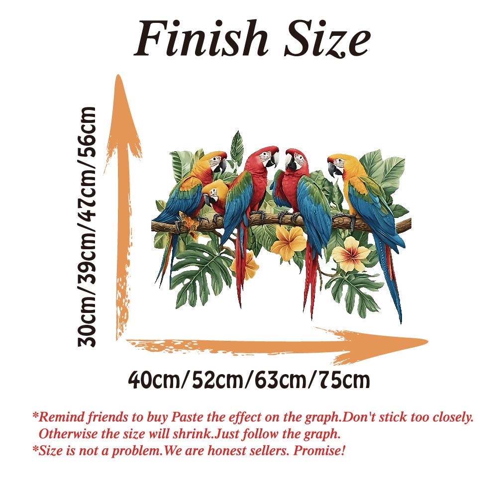 3Pcs Parrots on Branch Wall St - Baby Nursery Wallpaper 리뷰 및 가격