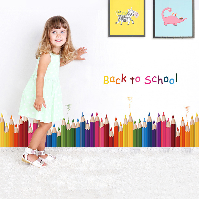 Cartoon Colour Pencil Baseboar - Baby Nursery Wallpaper 리뷰 및 가격