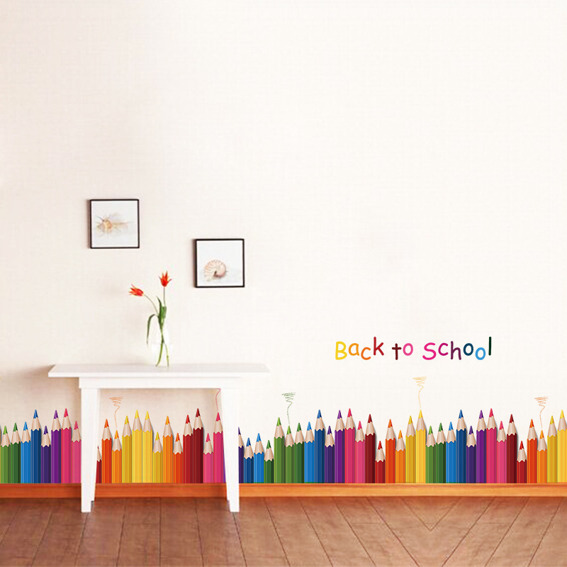 Cartoon Colour Pencil Baseboar - Baby Nursery Wallpaper 리뷰 및 가격