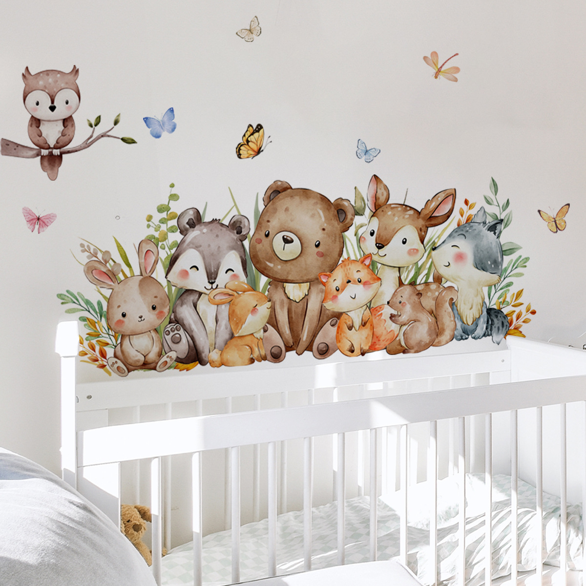 Cartoon Jungle Animals Wall St - Baby Nursery Jungle Wallpaper 리뷰 및 가격
