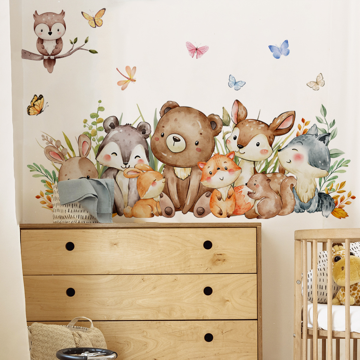 Cartoon Jungle Animals Wall St - Baby Nursery Jungle Wallpaper 리뷰 및 가격