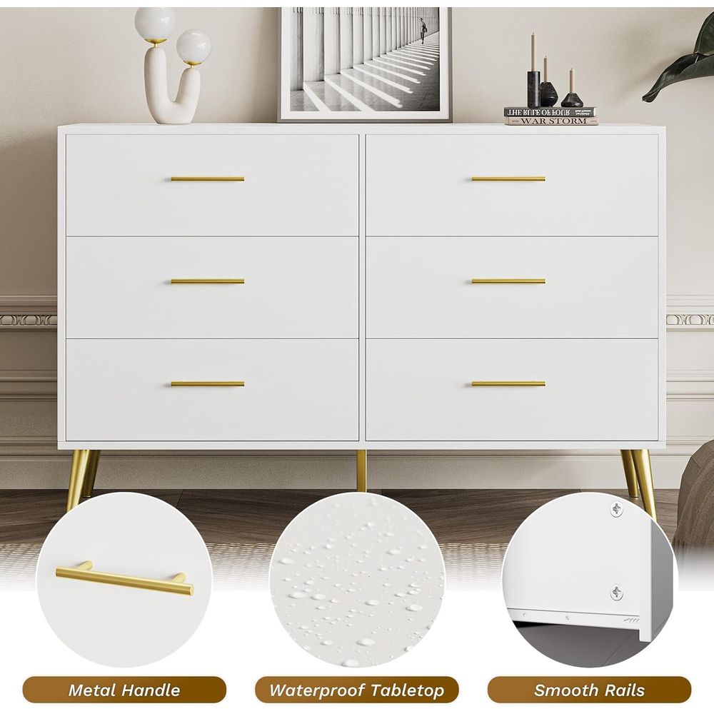 6-Drawer White Dresser with Go - Drawer Dresser White 리뷰 및 가격