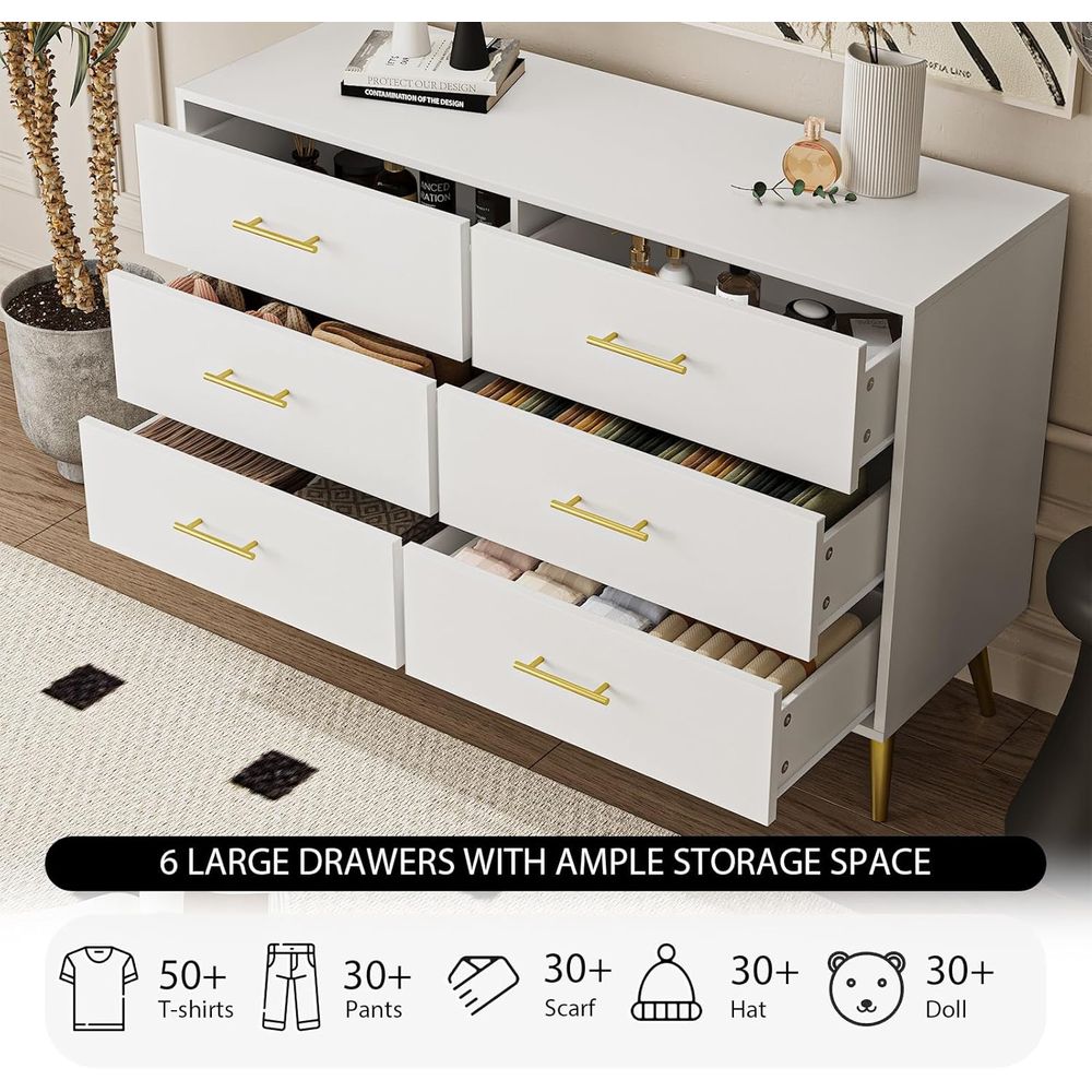 6-Drawer White Dresser with Go - Drawer Dresser White 리뷰 및 가격