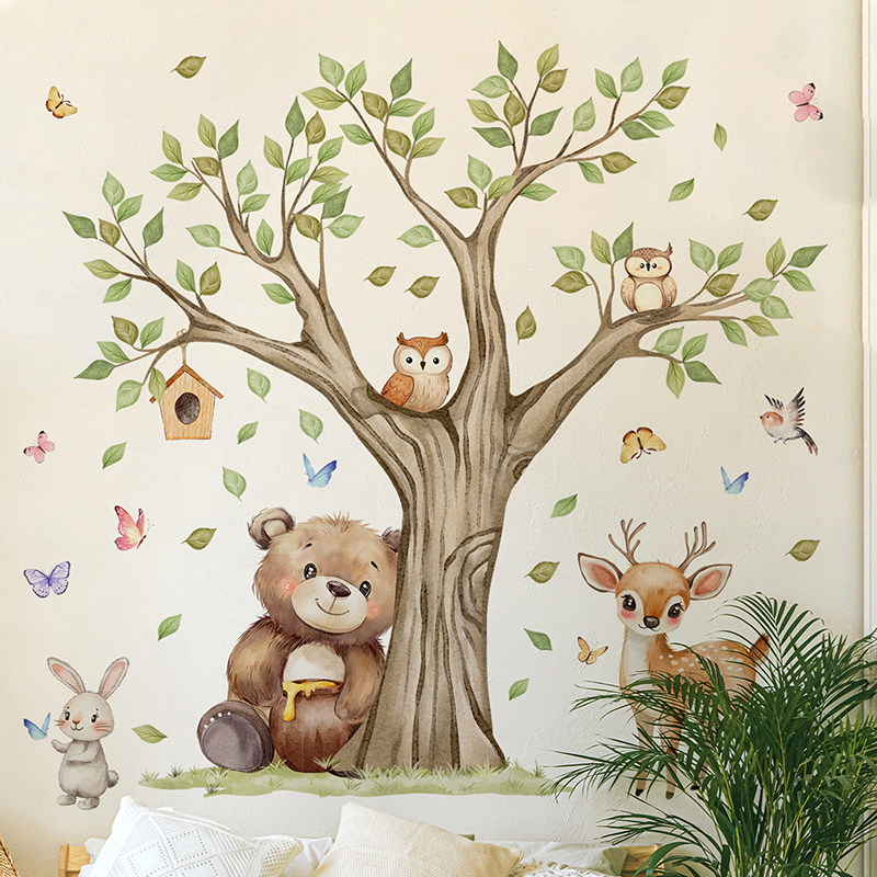 Cartoon Jungle Animals Park Wa - Baby Nursery Vinyl Wall Stickers 리뷰 및 가격