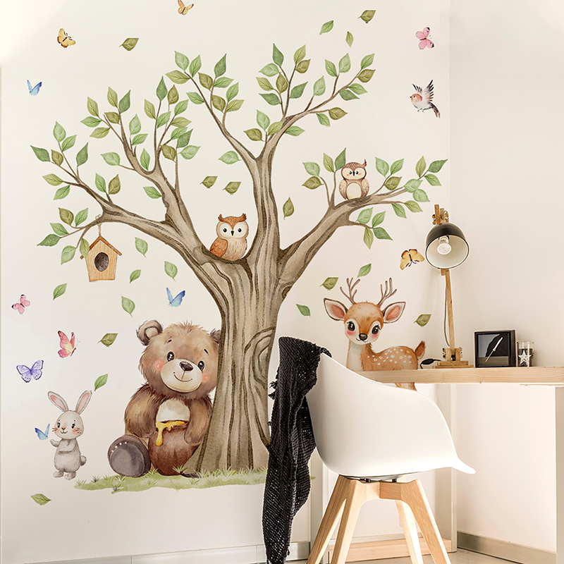 Cartoon Jungle Animals Park Wa - Baby Nursery Vinyl Wall Stickers 리뷰 및 가격